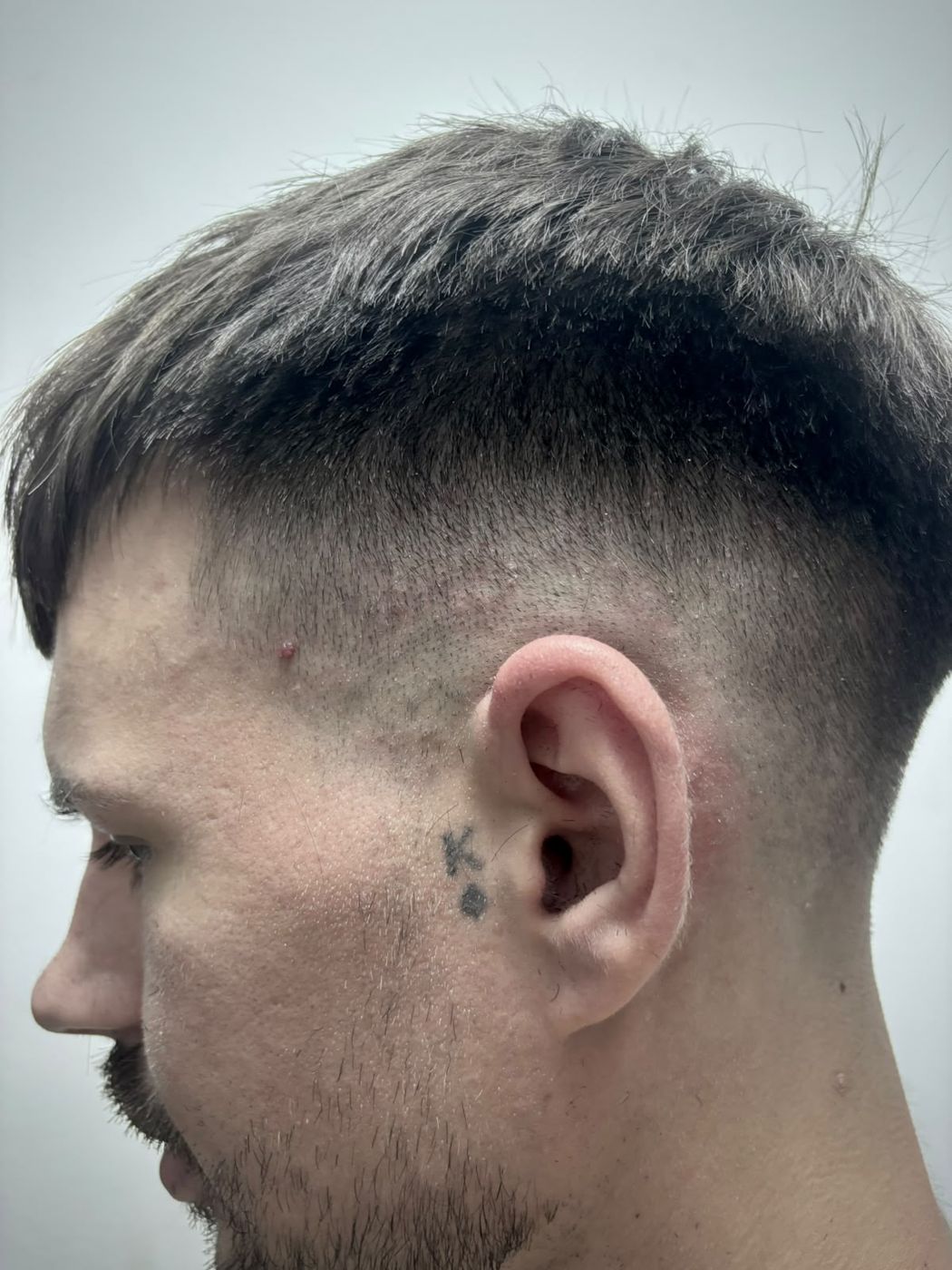 Skin fade cu breton texturat — profil